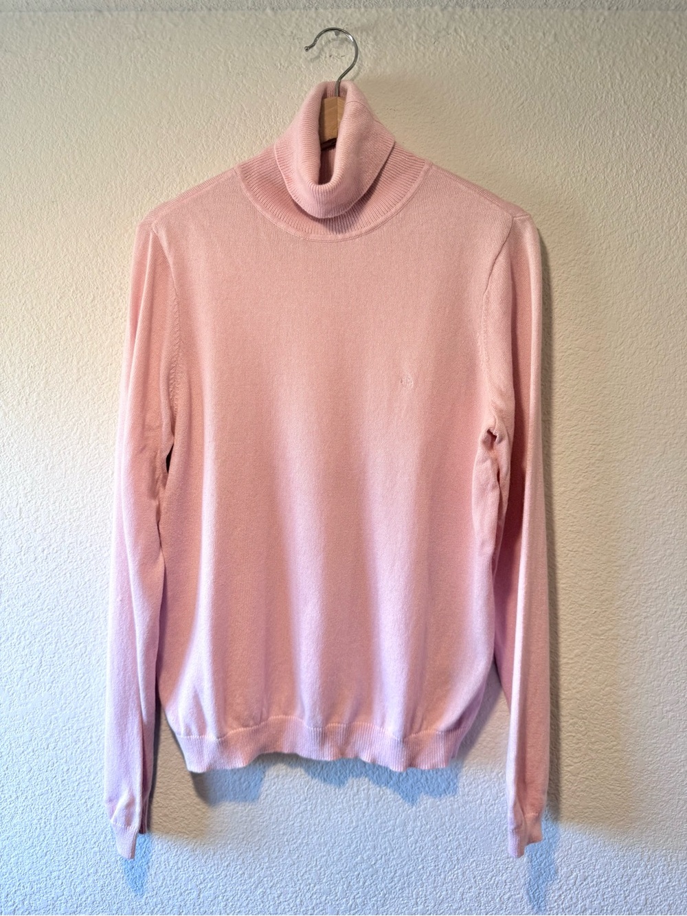 RALPH LAUREN Women's Pink Turtleneck Silk Cashmere Sweater w/ Monogram